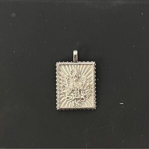 Silver Awe Inspired Lakshmi Rectangular Pendant